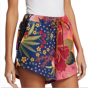 FARM Rio Mixed Scarves Tropical Floral Terry Drawstring Shorts - Multicolor